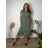 Šaty košilové lněné krátky rukáv dámske nadrozmer LUISA (44/46/48 ONE SIZE) TALIANSKA MÓDA IMSM2600010/DUR 44/46/48 zelená khaki