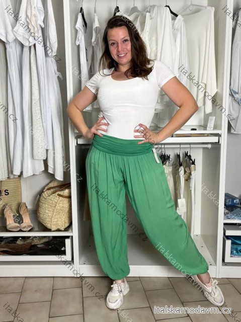 Nohavice aladinky harémky dlhé dámske (M/L ONE SIZE) TALIANSKA MÓDA IMD22212/DR zelená M/L