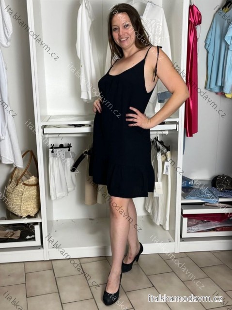 Šaty krátké letní mušelínové na ramínka dámské (S/M/L ONE SIZE) ITALSKÁ MÓDA IMD26000237/DUR