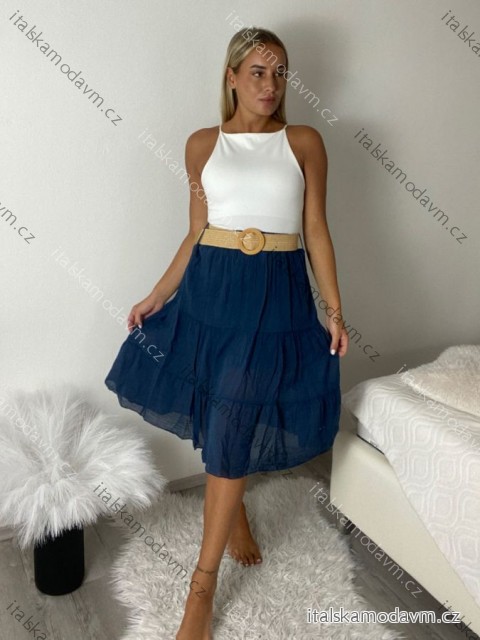 Sukně letní s páskem dámské (S/M/L ONE SIZE) ITALSKÁ MÓDA IMPMNC263172-1/DUR S/M/L tmavě modrá