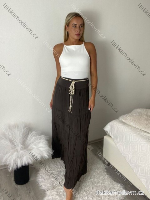 Sukně dlouhá letní s páskem dámské BEATRICE (S/M/L ONE SIZE) ITALSKÁ MÓDA IMPMNC268013/DUR S/M/L tmavě hnědá