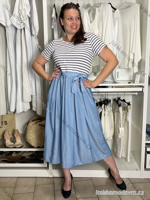Šaty volnočasové krátky rukáv dámske ZAIRA (S/M/L ONE SIZE) TALIANSKA MÓDA IMSM26000247/DUR S/M/L svetlo modrá