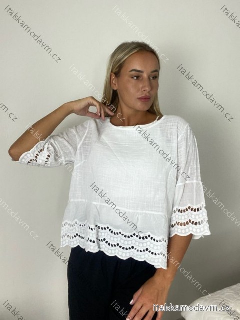 Tunika letní krátký rukáv dámská (S/M/L ONE SIZE) ITALSKÁ MÓDA IMPMNC261292/DUR S/M/L bílá