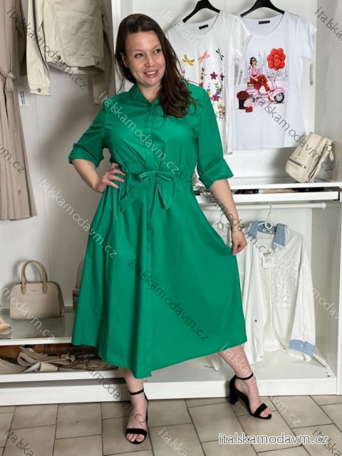 Šaty košilové klasik 3/4 dlouhý rukáv dámské OLIVIE  (M/L/XL ONE SIZE) ITALSKÁ MÓDA IM525058