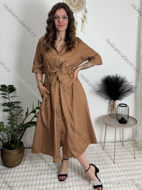 Šaty košilové klasik 3/4 dlouhý rukáv dámské OLIVIE  (M/L/XL ONE SIZE) ITALSKÁ MÓDA IMPSS268140