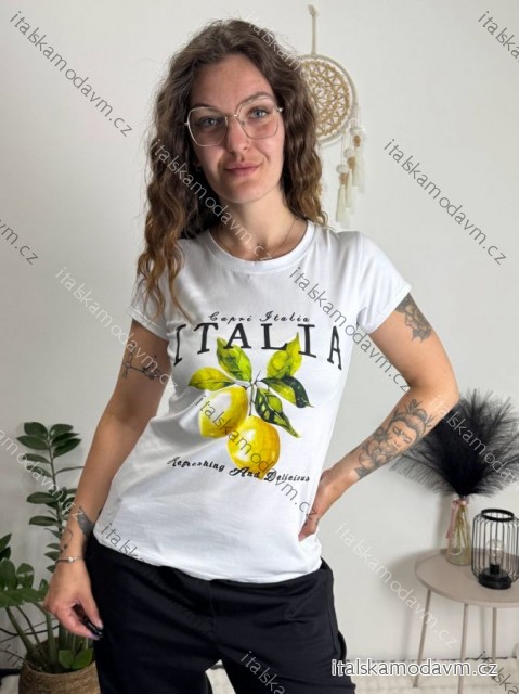 Tričko krátky rukáv dámske (S/M ONE SIZE) TALIANSKA MÓDA IMM23BR2415-11/DUR biela S/M/L