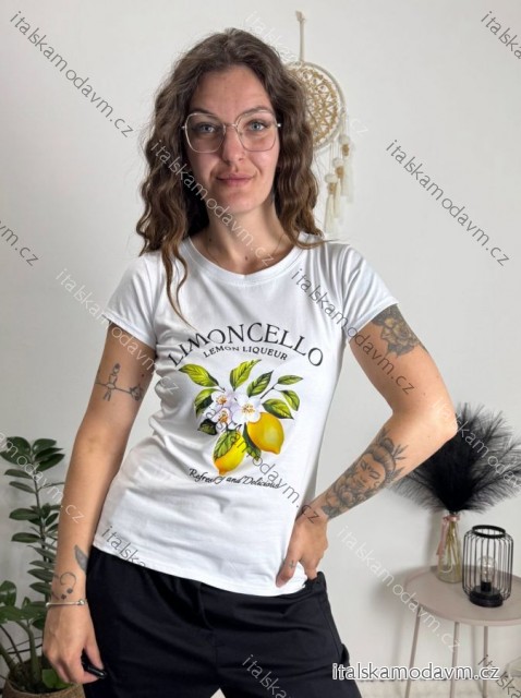 Tričko krátky rukáv dámske (S/M ONE SIZE) TALIANSKA MÓDA IMM23BR2415-12/DUR biela S/M/L