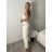 Nohavice dlhé letné dámske AVA (M/L ONE SIZE) TALIANSKA MÓDA IMD24054/DUR M / L svetlo béžová