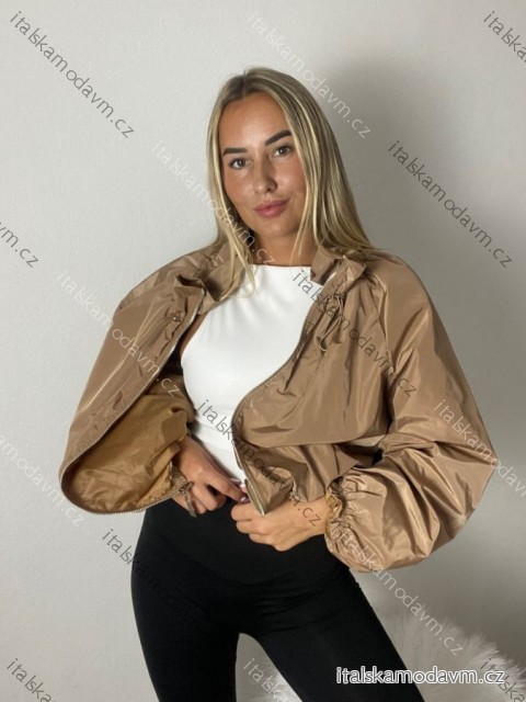 Bunda lehká šusťáková oversize dlouhý rukáv dámská PARI (S/M/L/XL ONE SIZE) ITALSKÁ MÓDA IMWTM260009/DUR S/M/L/XL hnědá