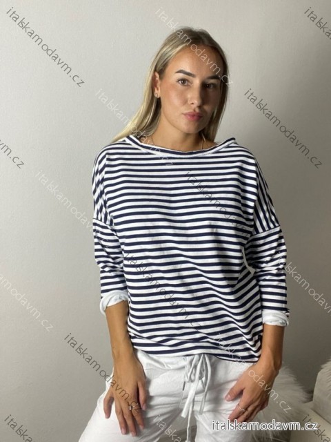 Mikina oversize stahovací tenká jarní dámská proužek (S/M/L ONE SIZE) ITALSKá MóDA IM518226/DUR