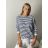 Mikina oversize stahovací tenká jarní dámská proužek (S/ML ONE SIZE) TALIANSKÁ MÓDA IM518226/DUR M / L biela