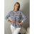 Mikina oversize stahovací tenká jarní dámská proužek (S/ML ONE SIZE) TALIANSKÁ MÓDA IM518226/DUR M / L biela