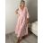 Šaty dlouhé košilové 3/4 dlouhý rukáv dámské (S/M/L ONE SIZE) ITALSKÁ MÓDA IM5260001/DUR S/M/L světle modrá