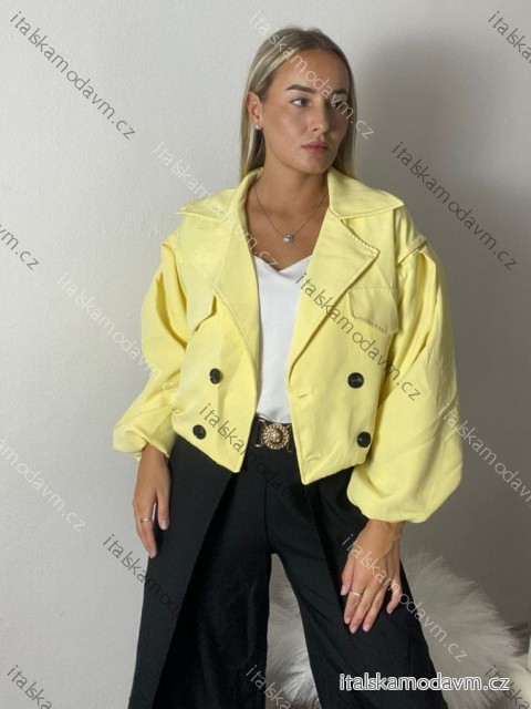 Kabátek krátký oversize dlouhý rukáv dámská KRISTANA (S/M/L ONE SIZE) ITALSKÁ MÓDA IMWTM2600010/DUR S/M/L žlutá