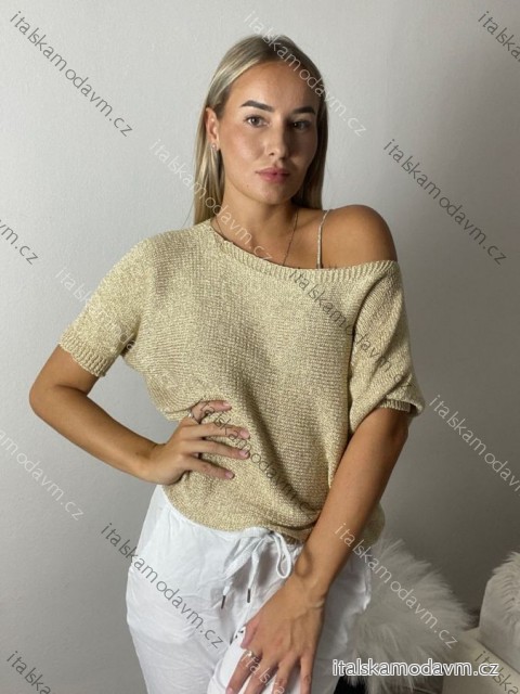 Svetr slabý krátký rukáv dámský (S/M/L ONE SIZE) ITALSKÁ MÓDA IMWGM251397/DUR