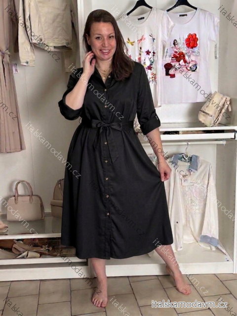 Šaty košilové klasik 3/4 dlouhý rukáv dámské OLIVIE  (M/L/XL ONE SIZE) ITALSKÁ MÓDA IM525058/DUR