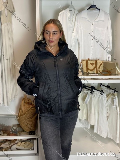 Bunda  na zips dlhý rukáv dámska  (S/M/L,XL,XXL) TALIANSKA MÓDA PMWSW26B6102-1 L čierna