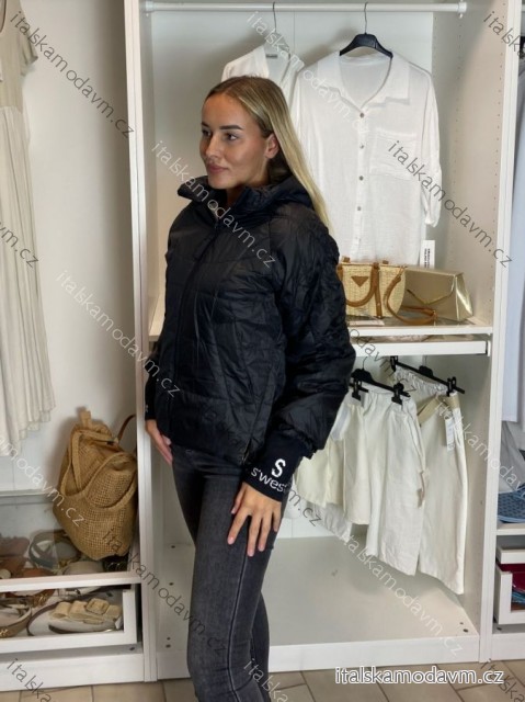 Bunda  na zips dlhý rukáv dámska  (S/M/L,XL,XXL) TALIANSKA MÓDA PMWSW26B6102-1 M čierna