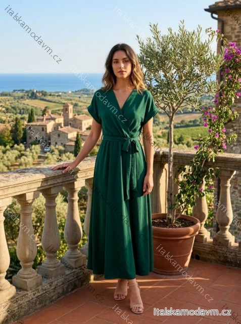 Šaty dlouhé letní krátký rukáv dámské (M/L/XL ONE SIZE) ITALSKÁ MÓDA IMC26153