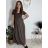 Šaty dlhé letné rebrované krátky rukáv dámske Maria-M (XS/S/M/L ONE SIZE) TALIANSKA MÓDA IMSM25128/DUR -   modrá kráľovská -   S/M/L