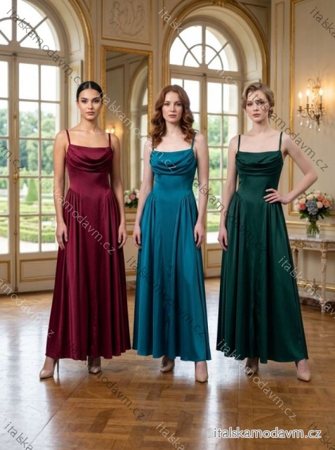 Šaty elegantní na ramínka dámské (XS/S/M) ITALSKÁ MÓDA IM326101