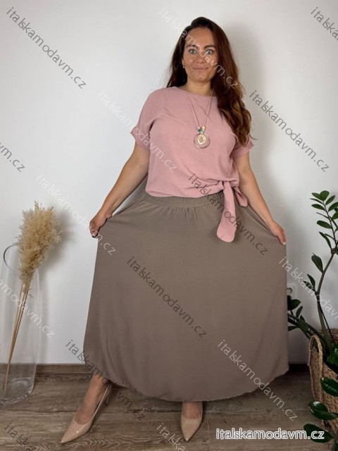 Tunika s přívěskem krátký rukáv dámská nadrozměr Pegy (48/50/52 ONE SIZE) ITALSKÁ MÓDA IM425031/DUR starorůžová 48/50