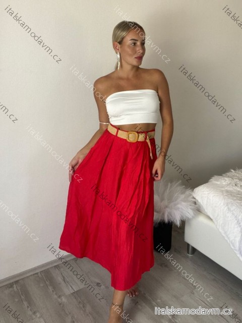 Sukňa dlhá s opaskom dámska (S/M/L ONE SIZE) TALIANSKA MÓDA IMM25M7755/DUR červená S/M/L