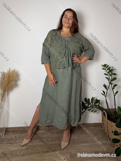 Letní komplet šaty letní a cardigan dámské nadrozměr (48/50/52 ONE SIZE) ITALSKÁ MÓDA IMSM26232535/DUR