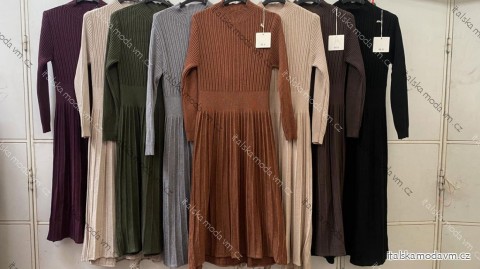 Šaty svetrové dlhý rukáv dámske (S/M/L ONE SIZE) TALIANSKA MÓDA IMC260239