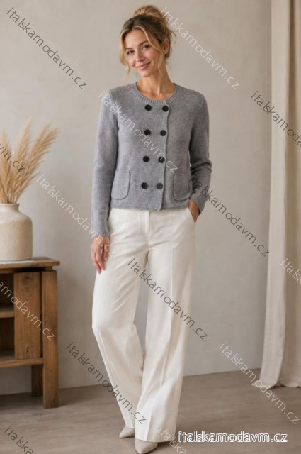 Svetr úpletový s knoflíky dlouhý rukáv dámský (S/M/L ONE SIZE) ITALSKÁ MÓDA IMC260246