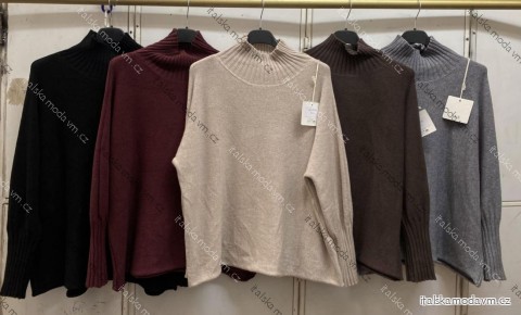 Svetr oversize úpletový s rolákem dlouhý rukáv dámský (S/M/L ONE SIZE) ITALSKÁ MÓDA IMC260247