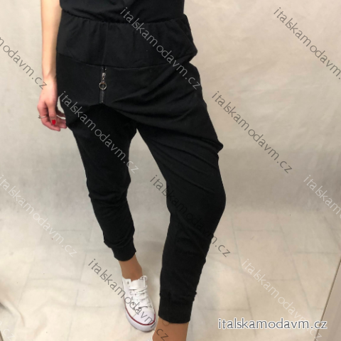 Tepláky baggy dlouhé dámské zip (S/M ONE SIZE) ITALSKÁ MÓDA IMD20250/DUR S/M Černá