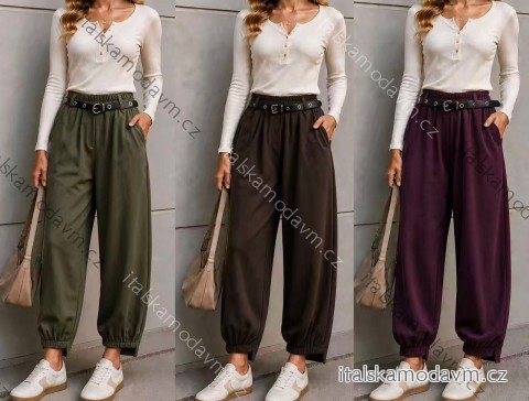 Tepláky elegantní s páskem dámské nadrozměr (42/44/46 ONE SIZE) ITALSKÁ MÓDA IM4260310