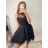 Šaty společenské krátké bez rukávu dámské Oriana (S/M ONE SIZE) ITALSKÁ MÓDA IM3236287/DUR sv, modrá S/M/L