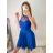 Šaty společenské krátké bez rukávu dámské Oriana (S/M ONE SIZE) ITALSKÁ MÓDA IM3236287/DUR sv, modrá S/M/L