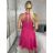 Šaty společenské krátké bez rukávu dámské Oriana (S/M ONE SIZE) ITALSKÁ MÓDA IM3236287/DUR sv, modrá S/M/L
