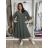Šaty dlouhý rukáv dámské (S/M/L ONE SIZE) ITALSKÁ MÓDA IMPLO2626A175/DUR S/M/L zelená khaki