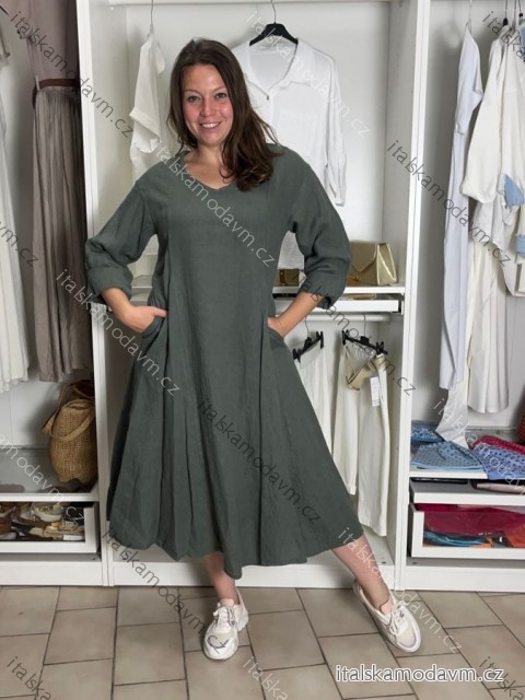 Šaty dlouhý rukáv dámské (S/M/L ONE SIZE) ITALSKÁ MÓDA IMPLO2626A175/DUR