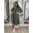 Šaty dlouhý rukáv dámské (S/M/L ONE SIZE) ITALSKÁ MÓDA IMPLO2626A175/DUR S/M/L zelená khaki