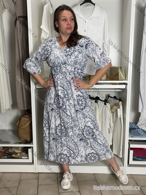 Šaty letní 3/4 krátký rukáv dámské (S/M/L ONE SIZE) ITALSKÁ MÓDA IMPST261118/DUR S/M/L bílá