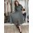 Šaty dlouhé košilové 3/4 dlouhý rukáv dámské KLEO (S/M/L ONE SIZE) ITALSKÁ MÓDA IMSM2600018