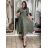 Šaty dlouhé košilové 3/4 dlouhý rukáv dámské KLEO (S/M/L ONE SIZE) ITALSKÁ MÓDA IMSM2600018