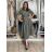 Šaty dlouhé košilové 3/4 dlouhý rukáv dámské KLEO (S/M/L ONE SIZE) ITALSKÁ MÓDA IMSM2600018
