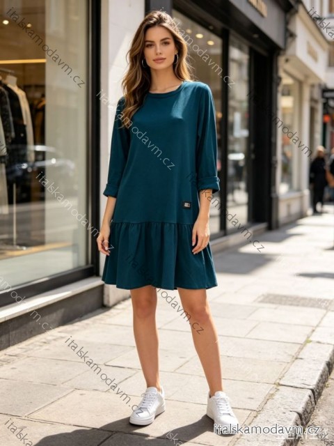 Šaty krátké volnočasové letní 3/4 dlouhý rukáv dámské (S/M/L ONE SIZE) ITALSKÁ MÓDA IM426254