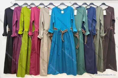 Šaty dlouhé elegantní 3/4 dlouhý rukáv dámské (S/M/L ONE SIZE) ITALSKÁ MÓDA IM426258