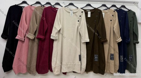Šaty teplé dlouhý rukáv dámské nadrozměr (46/48/50 ONE SIZE) ITALSKÁ MÓDA IM426264