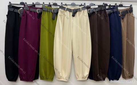 Kalhoty dlouhé s páskem dámské nadrozměr (46/48/50 ONE SIZE) ITALSKÁ MÓDA IM426266