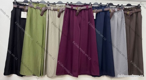Kalhoty dlouhé s páskem dámské nadrozměr (42/44/46 ONE SIZE) ITALSKÁ MÓDA IM426267