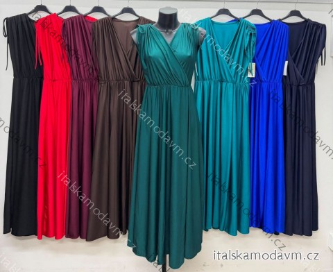 Šaty dlouhé elegantní bez rukávu dámské nadrozměr (42/44/46 ONE SIZE) ITALSKÁ MÓDA IM426269