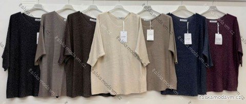 Svetr pletený 3/4 dlouhý rukáv dámský nadrozměr (54/56/58 ONE SIZE) ITALSKÁ MÓDA IM426277